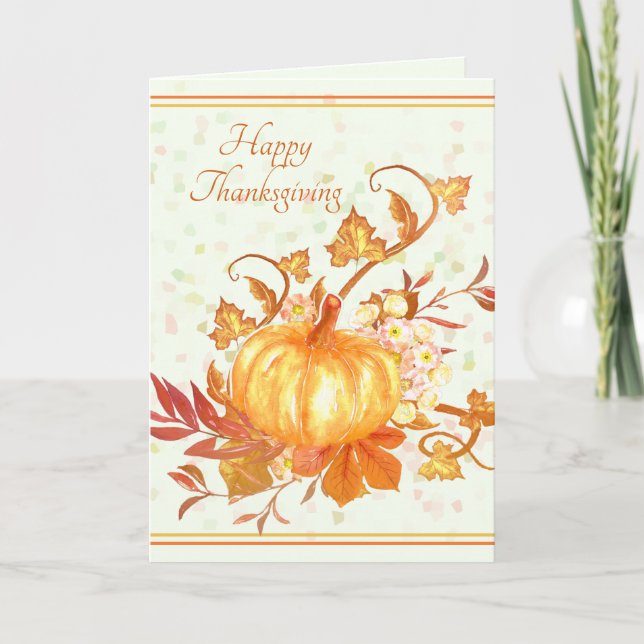Carte Bon thanksgiving Citrouille Art Feuille (Devant)
