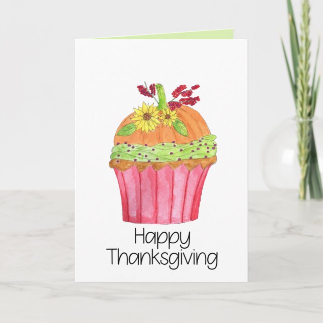Carte Bon thanksgiving Citrouille Cupcake (Devant)