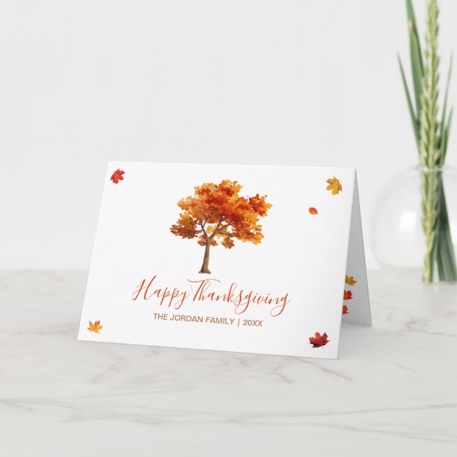 Carte Bon thanksgiving customisé arbres d'automne (Devant)