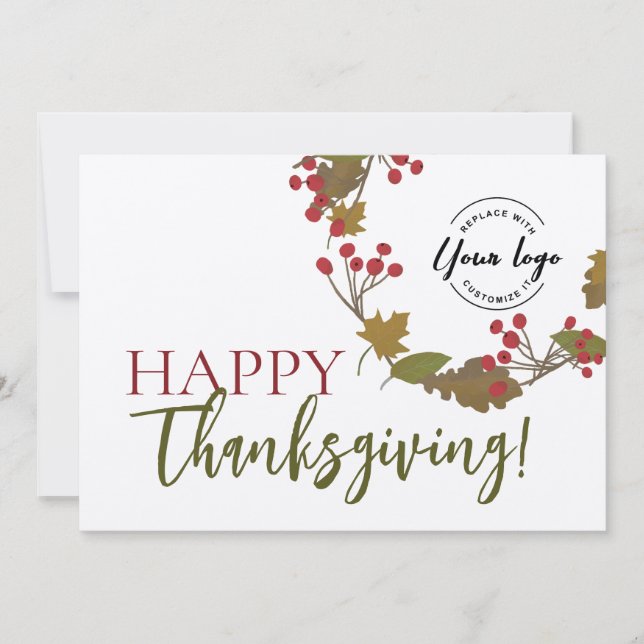 Carte Bon thanksgiving d'automne Logo personnalisé rusti (Devant)