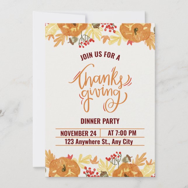 Carte bon thanksgiving d'invitation (Devant)