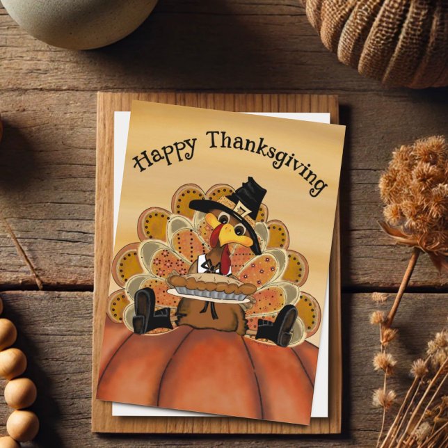 Carte Bon thanksgiving drôle mignonne tourte de dinde (Créateur téléchargé)