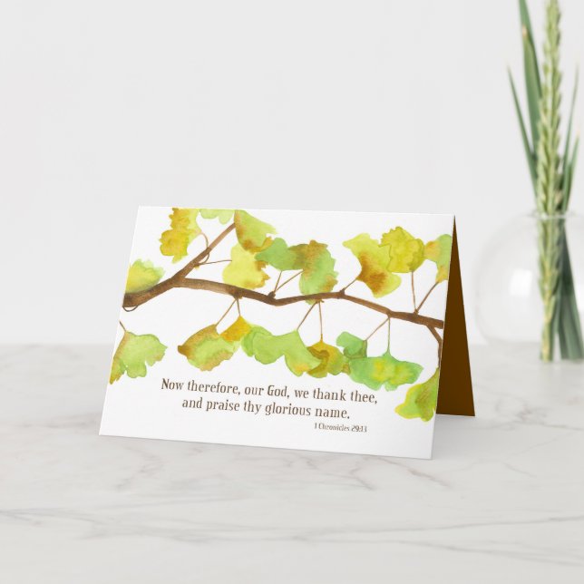 Carte Bon thanksgiving Écriture 1 Chroniques Ginkgo (Devant)