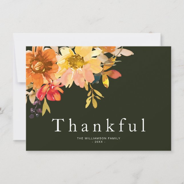 Carte Bon thanksgiving fleuri d'automne (Devant)