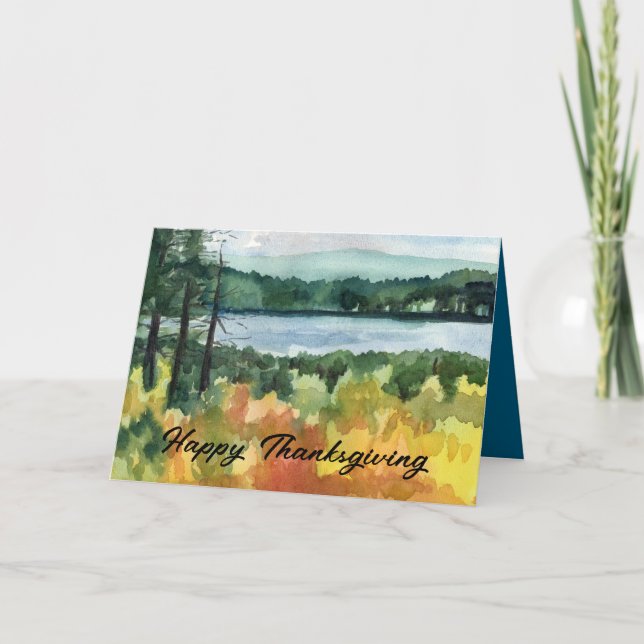 Carte Bon thanksgiving Lake Tahoe Aquarelle d'automne (Devant)
