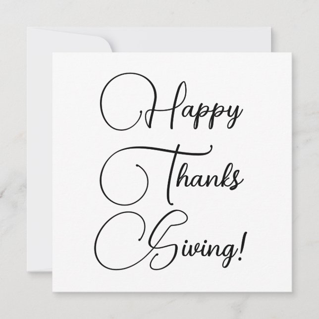Carte Bon thanksgiving noir élégant script personnalisé (Devant)