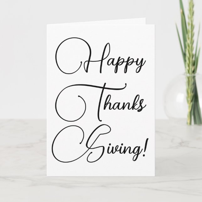 Carte Bon thanksgiving noir script personnalisé élégant (Devant)