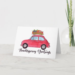 Carte Bon thanksgiving Red Retro Fiat 500
