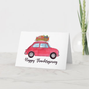 Carte Bon thanksgiving Red Retro Fiat 500