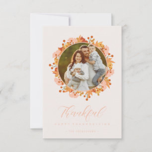 Carte Bon thanksgiving Script Garland Feuilles Photo
