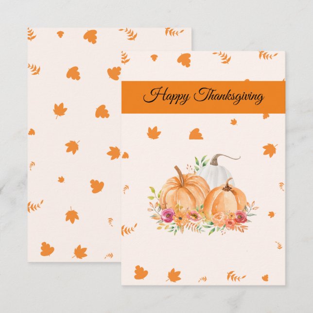 Carte Bon thanksgiving simple et belle (Devant / Derrière)