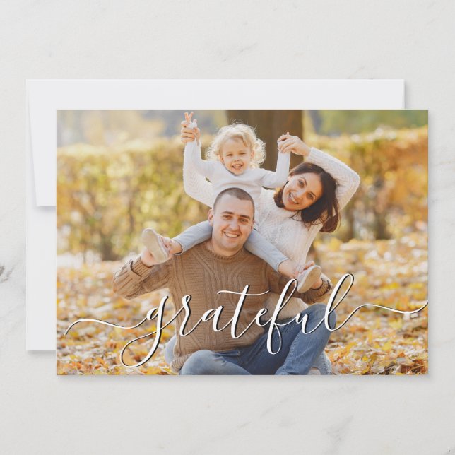 Carte Bon thanksgiving Typographie Script Photo (Devant)