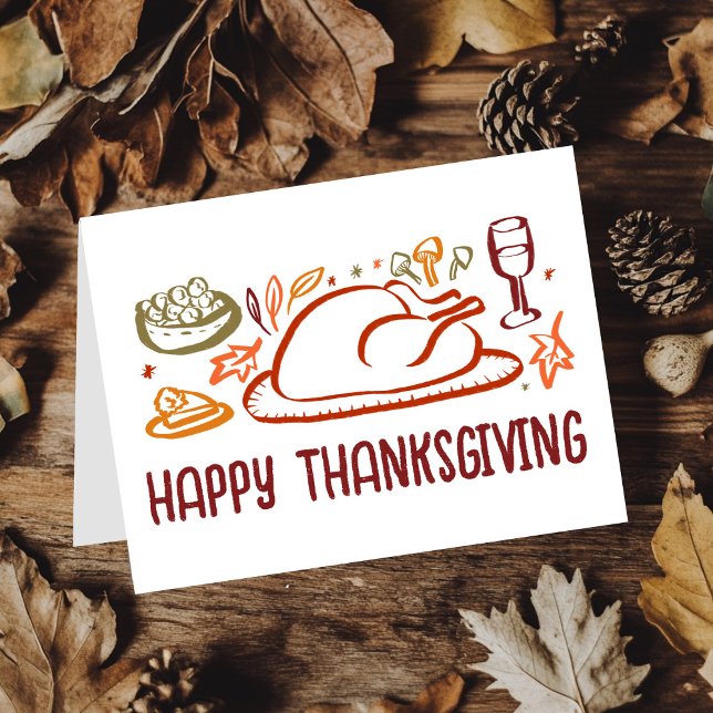Carte Bon thanksgiving Whimsgiving sur mesure (Whimsical Happy Thanksgiving Friendsgiving Custom Card
)