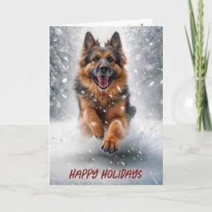 Carte Bon Vacances Berger Allemand En Neige