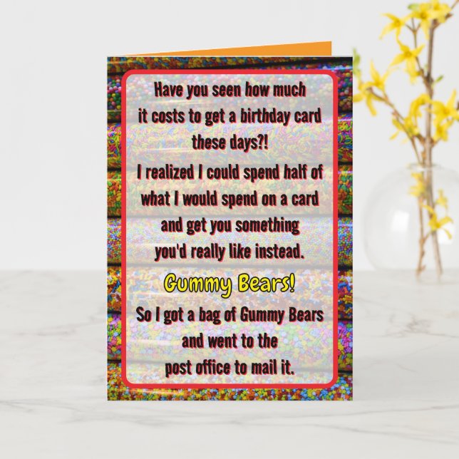 Carte Bonbon d'anniversaire humoristique (Fleur jaune)