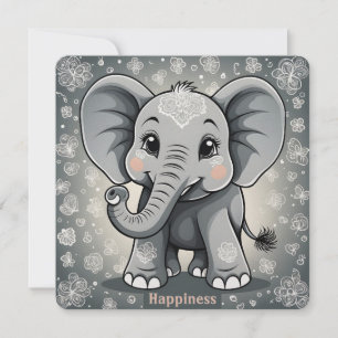 Carte Bonheur Baby Elephant AI Imaginaire Art numérique