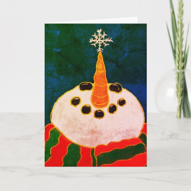 Carte Bonhomme de neige avec abstrait artistique de floc (Devant)