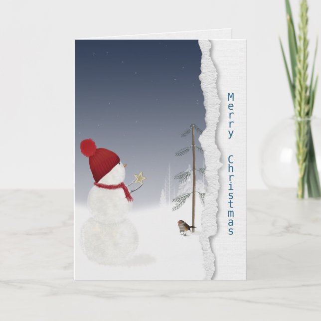 Carte bonhomme de neige avec étoile d'or vous manque (Devant)