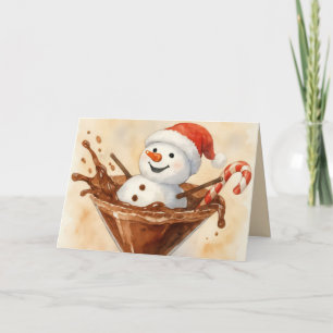 Carte Bonhomme de neige de Noël dans un Martini au Choco