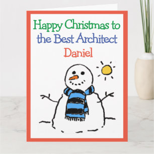 Carte Bonhomme de neige Design Joyeux Noël à un architec