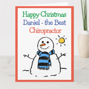Carte Bonhomme de neige Design Joyeux Noël à un chiropra