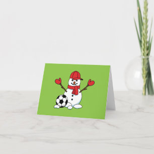 Carte Bonhomme de neige drôle avec ballon de football