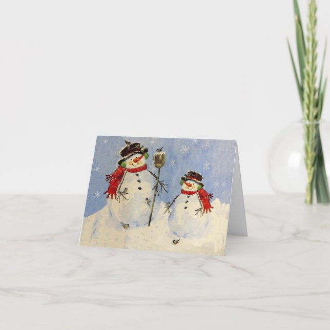 Carte Bonhomme de neige et fils (Devant)