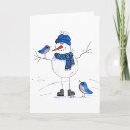 Carte Bonhomme de neige fantaisiste aux longues jambes