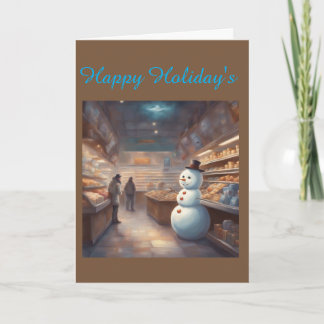 Carte Bonhomme de neige fantaisiste de livre d'histoires