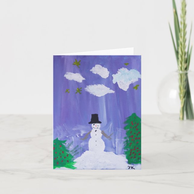 Carte Bonhomme de neige heureux (Devant)