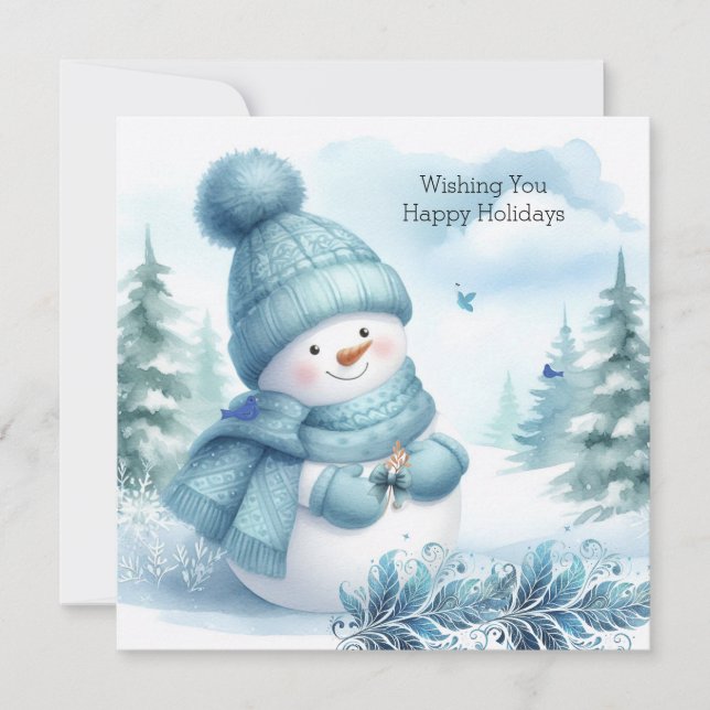 Carte Bonhomme de neige Merveilleux Bleu Glacé (Devant)