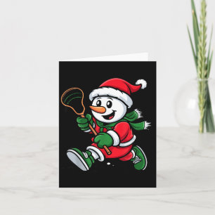 Carte Bonhomme de neige Père Noël Chapeau Jouant au Lacr