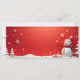 Carte Bonhomme neige 3D sur fond rouge