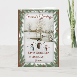 Carte Bonhommes de neige charmants paysage hivernal sere