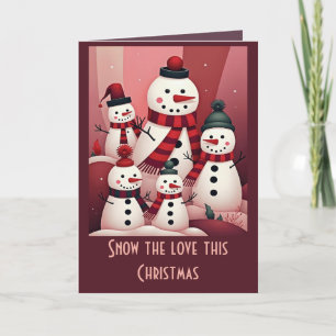 Carte Bonhommes de neige dans un thème de Noël rose kits
