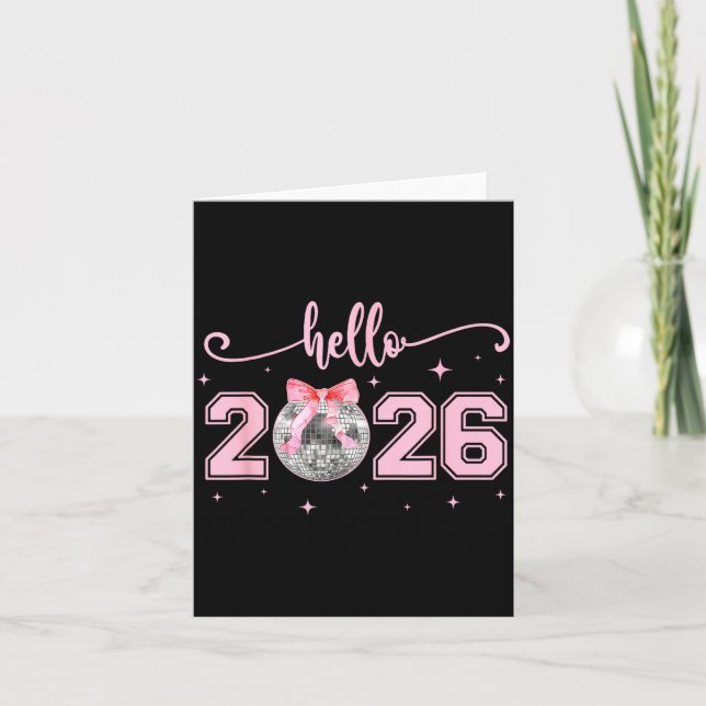 Carte Bonjour 2026 Mignon Nk Nœud 2026 Réveillon du Nouv (Devant)