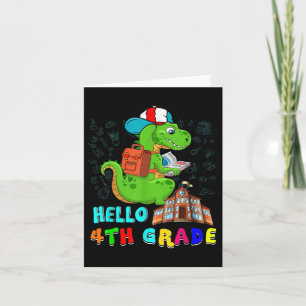 Carte Bonjour 4e année T-rex porter sac de l'école Lectu