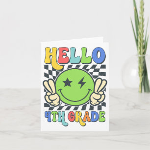Carte Bonjour 4e année Vibes Groovy Sourire Visage Retou