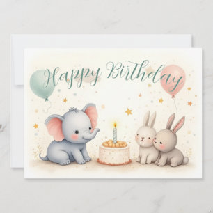 Carte Bonjour à tous avec des amis animaux