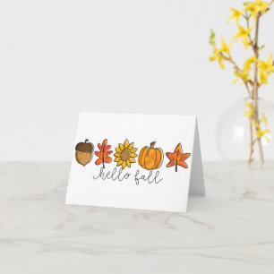 Carte Bonjour Automne Acorn Sunflower Feuilles et Citrou