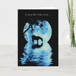 Carte Bonjour Beau Cheval et Grande Lune Bleue