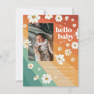 Carte Bonjour Bébé Annonce de naissance rétro bohème