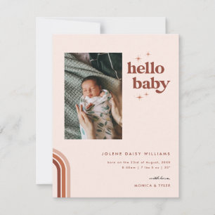 Carte Bonjour Bébé Annonce de naissance rétro boho