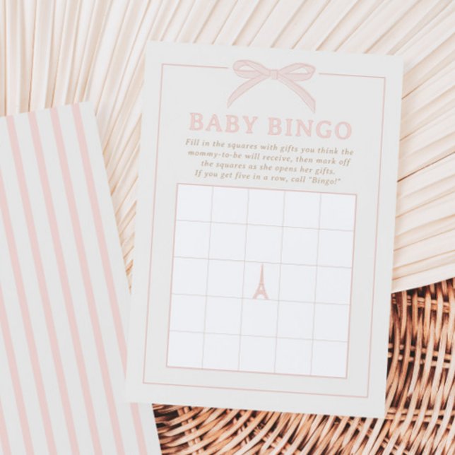 Carte Bonjour Bébé Pink Paris Baby Bingo Game Card (Créateur téléchargé)