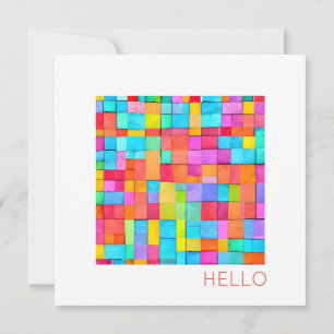 Carte BONJOUR Colorful Abstrait Art Moderne Joyeux Amusa
