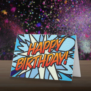 Carte BONJOUR D'ANNIVERSAIRE BD Pop Art