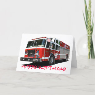 Carte BONJOUR D'ANNIVERSAIRE Camion d'incendie