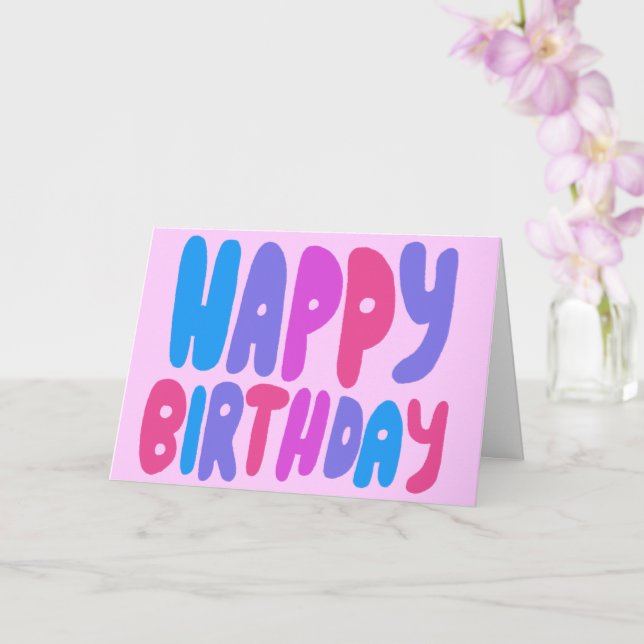 Carte BONJOUR D'ANNIVERSAIRE Colorful Bubble Lettres Ann (Orchidée)