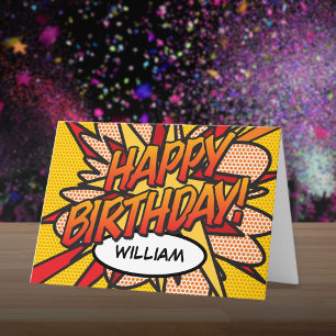 Carte BONJOUR D'ANNIVERSAIRE Cool amusant Comic Book