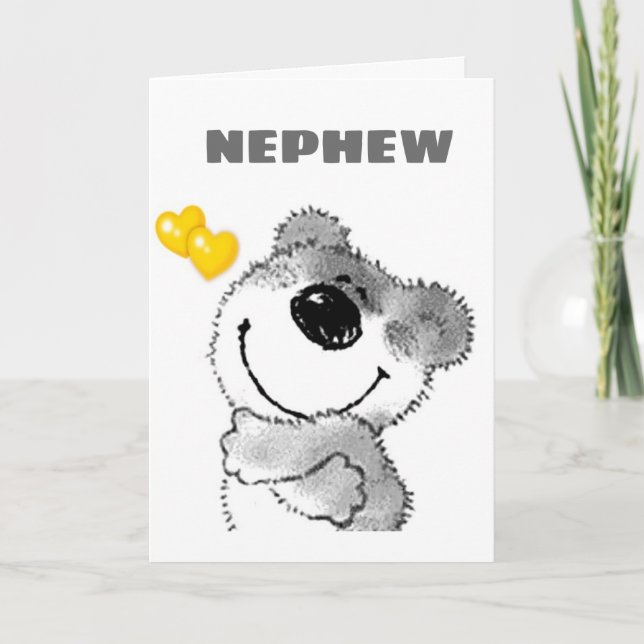 Carte BONJOUR D'ANNIVERSAIRE ***NEPHEW*** avec CUTE NOUN (Devant)